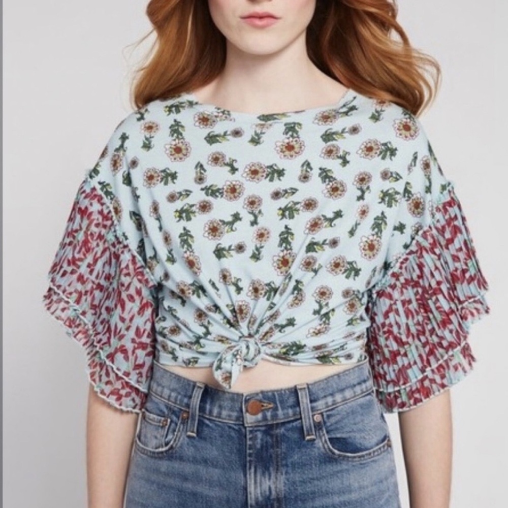 Alice + Olivia Floral Knot-Front Crop Top size XS NWT